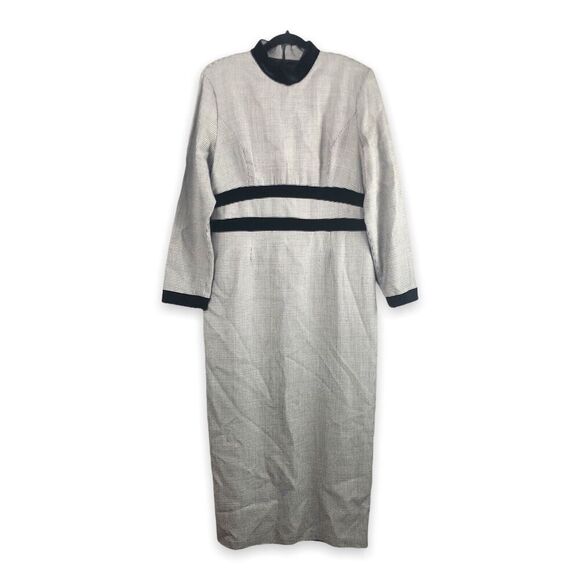 Misty Lane Womens Size 12 USA Union Made Houndstooth Maxi Dress Holiday‎ Vintage - Picture 1 of 12